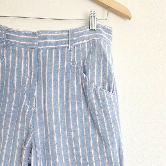 Max Studio London Coastal Linen Blend Striped Wide Leg Pants - Picture 2 of 9